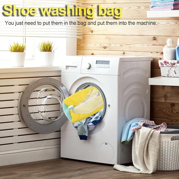 NWT ~ 2 Pack Large Thick Yellow Reusable Shoe Washing Bags for Washer & Dryer - Picture 9 of 9